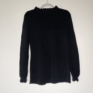COS Black Mock Ruffle Collar Wool Sweater